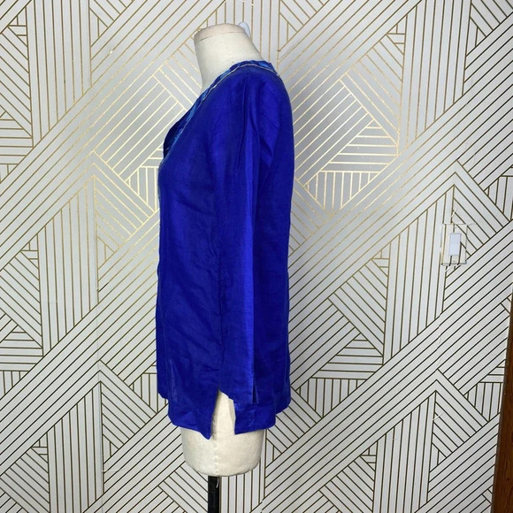 Lilly‎ Pulitzer Amelia Island Tunic Twilight Blue Beaded Embroidered Size US XXS - Picture 5 of 11
